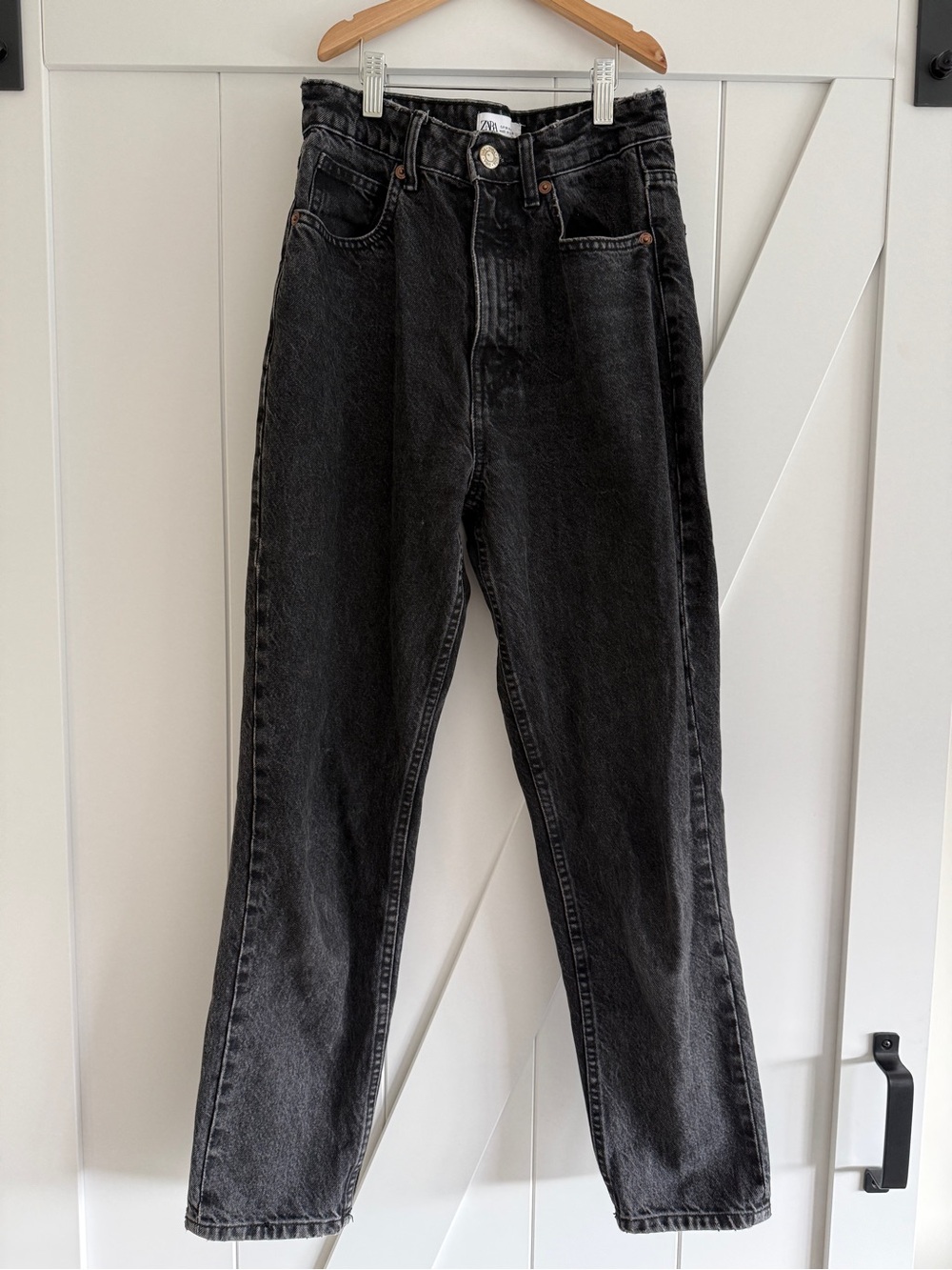 Zara High-Rise Washed Black Jeans
